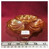 Carnival Glass Divided Dish (1" x 6" x 7")