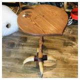 Wooden Heart-Shaped Table With Horn Legs