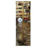 Wooden Coat Rack With Brass Hooks (Vintage)
