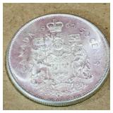 Silver 1965 Canadian 50 Cent Coin