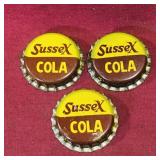 Lot Of 3 Sussex Cola Bottle Caps (Vintage)