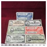 Lot Of 7 Canadian Tire Paper Money Bills (Vintage)