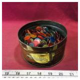 Tin Container Filled With Vintage Bingo Markers