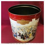 Large Currier & Ives Tin Popcorn Container
