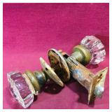Pair Of Glass Door Knobs (Vintage) (6" Long)