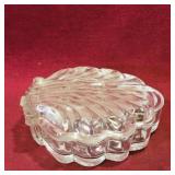 Glass Clam Shell Dresser Container (Vintage)