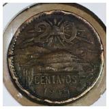 1945 Mexico 20 Centavos Coin