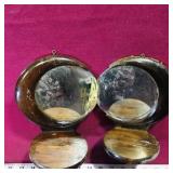 Pair Of Wooden Wall Mount Mirror Shelves