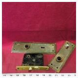 Pair Of Door Knob Plates & Lock Mechanism