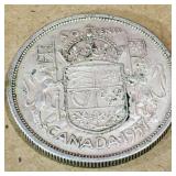 Silver 1957 Canadian 50 Cent Coin