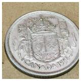 Silver 1956 Canadian 50 Cent Coin