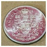 Silver 1959 Canadian 50 Cent Coin