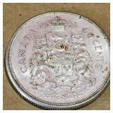 Silver 1961 Canadian 50 Cent Coin