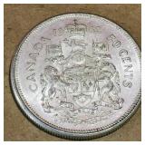 Silver 1962 Canadian 50 Cent Coin