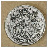 Silver 1941 Silver Canadian 50 Cent Coin