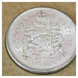 Silver 1960 Canadian 50 Cent Coin