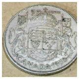 Silver 1950 Canadian 50 Cent Coin