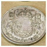 Silver 1942 Canadian 50 Cent Coin