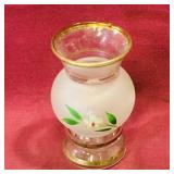 Painted Glass Flower Vase (Vintage) (4" Tall)