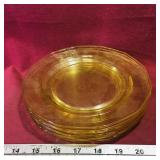 Set Of 5 Amber Glass Plates (Vintage) (7 1/2")