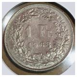 1968 Helvetia 1 Franc Coin