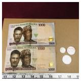 Lot Of Foreign Money Bills & Coins