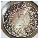 1970 German 5G Mark Silver Coin