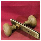Pair Of Door Handles & Plates (Vintage)