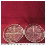 Pair Of Glass Divided Dishes (7 1/4")