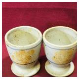 Pair Of Painted Pottery Cups (Vintage)