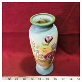 Painted Glass Flower Vase (Vintage) (8" x 3")