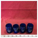 Lot Of 4 Small Cobalt Blue Glass Jars (Vintage)