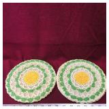 Pair Of Crochet Table Mats (Vintage) (7")