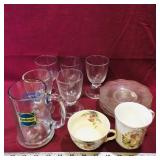 Lot Of Assorted Glass Items & Cups