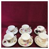 6 Pairs Of Assorted Teacups & Saucers