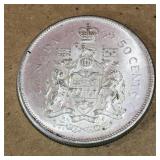Silver 1965 Canadian 50 Cent Coin