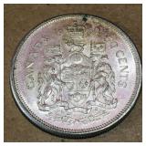 Silver 1962 Canadian 50 Cent Coin