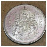Silver 1961 Canadian 50 Cent Coin