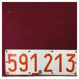 Belgium Porcelain License Plate (Vintage)