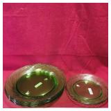 Lot Of 6 Pyrex Green Glass Plates (Vintage)