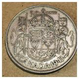 Silver 1943 Canadian 50 Cent Coin