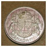 Silver 1951 Canadian 50 Cent Coin