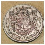 Silver 1942 Canadian 50 Cent Coin