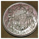 Silver 1945 Canadian 50 Cent Coin