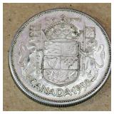 Silver 1958 Canadian 50 Cent Coin