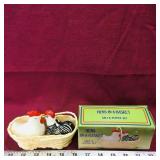 Hens In A Basket Salt & Pepper Set & Box