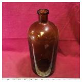Large Amber Glass Bottle (Antique)