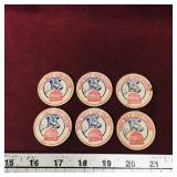Lot Of 6 Generic Milk Bottle Tops (Vintage)