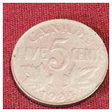 1924 Canadian 5 Cent Coin