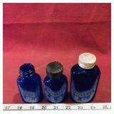 Lot Of 3 Cobalt Blue Glass Bottles (Vintage)